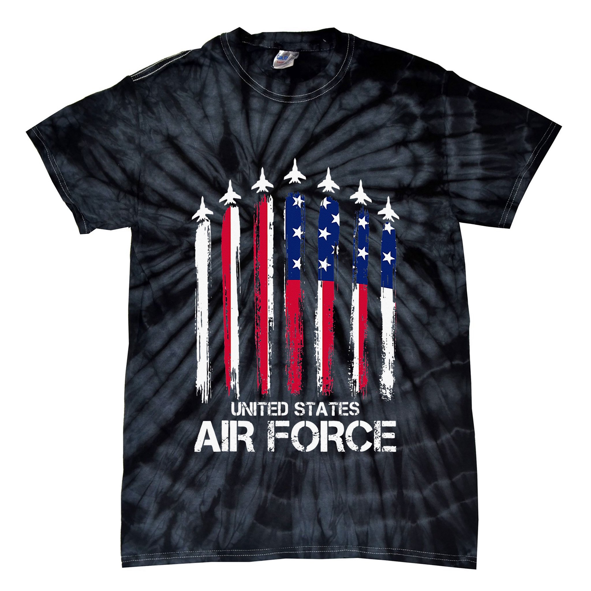 Air Force US Veterans American Flag 4th Of July Patriotic Tie-Dye T-Shirt