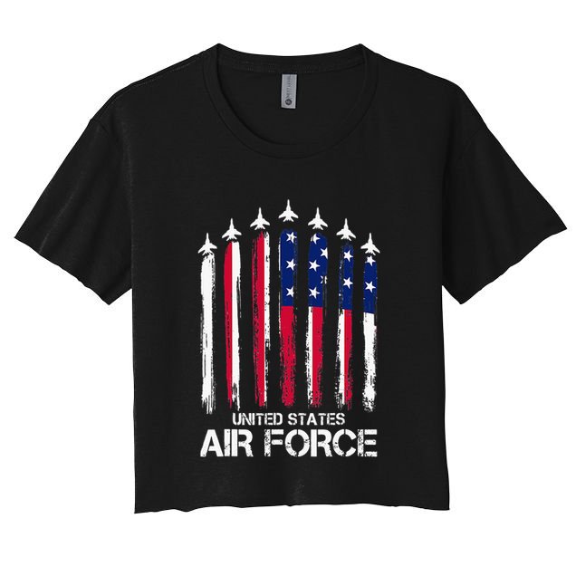 Air Force US Veterans American Flag 4th Of July Patriotic Crop Top