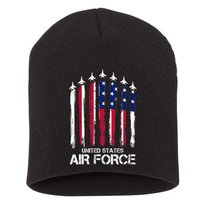 Air Force US Veterans American Flag 4th Of July Patriotic Short Acrylic Beanie