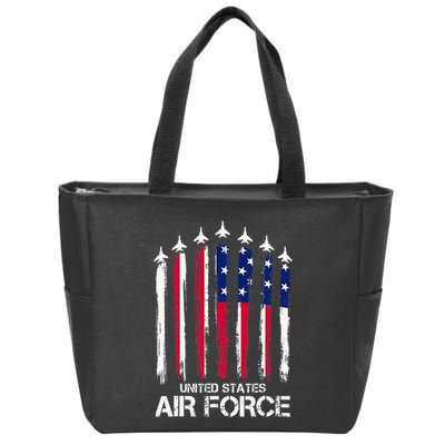 Air Force US Veterans American Flag 4th Of July Patriotic Zip Tote Bag
