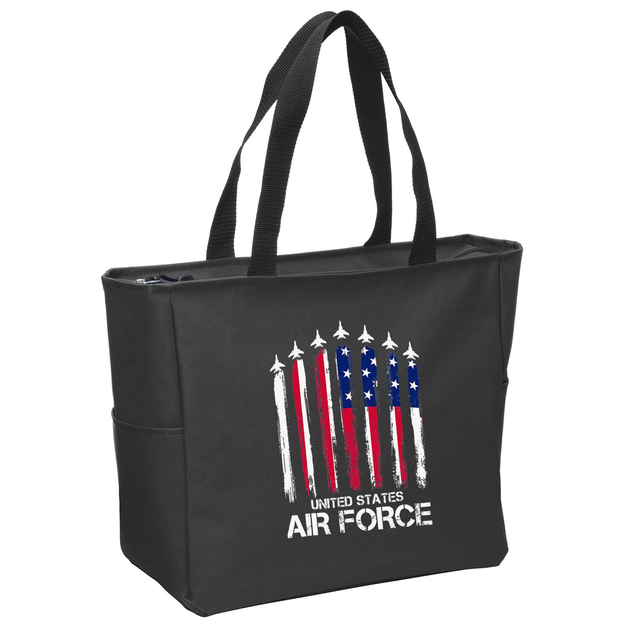 Air Force US Veterans American Flag 4th Of July Patriotic Zip Tote Bag
