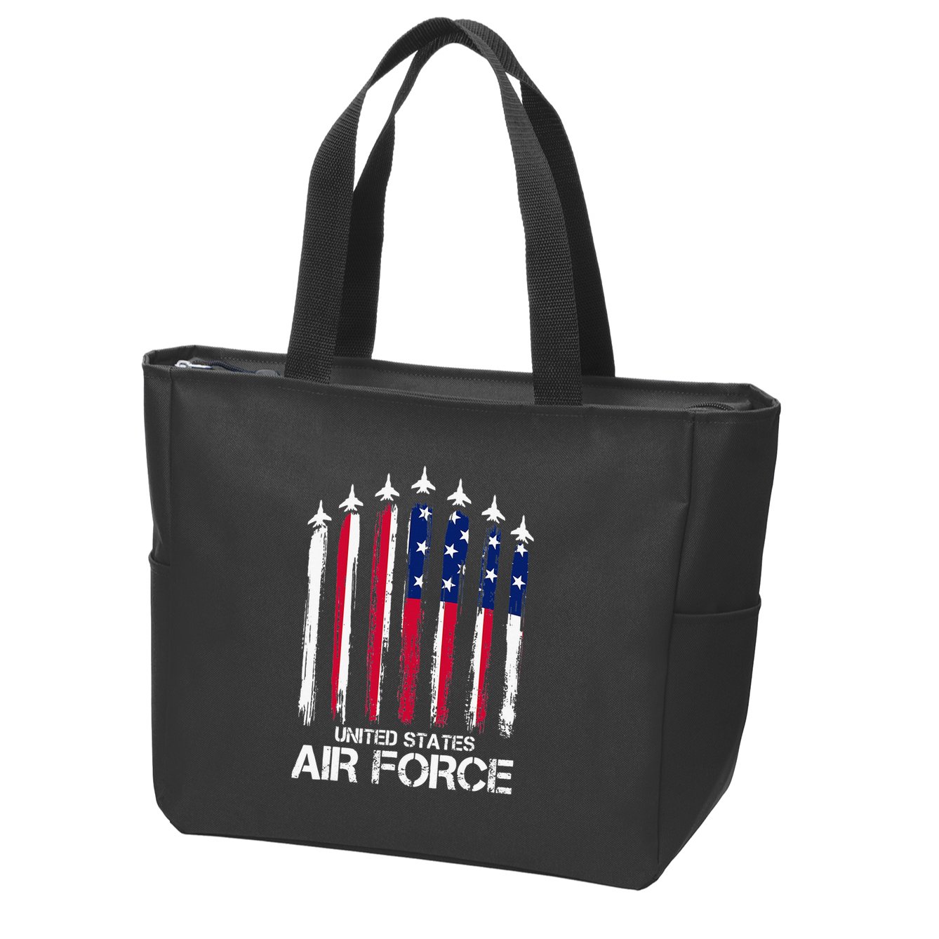 Air Force US Veterans American Flag 4th Of July Patriotic Zip Tote Bag