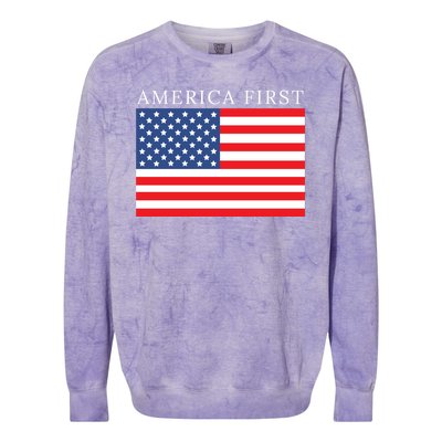 America First USA Flag Colorblast Crewneck Sweatshirt