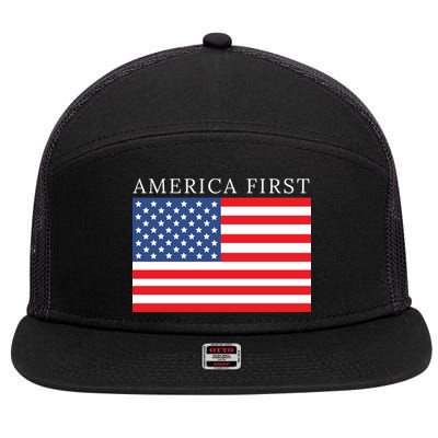 America First USA Flag 7 Panel Mesh Trucker Snapback Hat
