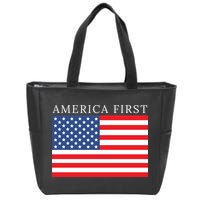 America First USA Flag Zip Tote Bag