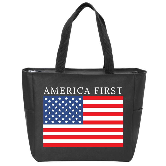 America First USA Flag Zip Tote Bag