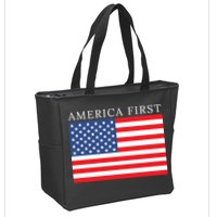 America First USA Flag Zip Tote Bag