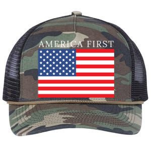 America First USA Flag Retro Rope Trucker Hat Cap