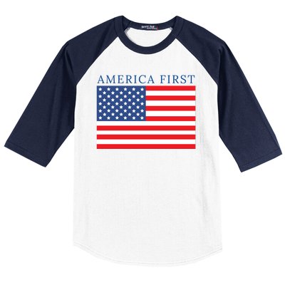 America First USA Flag Baseball Sleeve Shirt