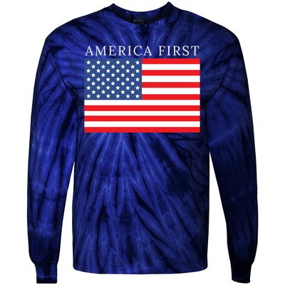 America First USA Flag Tie-Dye Long Sleeve Shirt