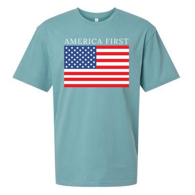 America First USA Flag Sueded Cloud Jersey T-Shirt