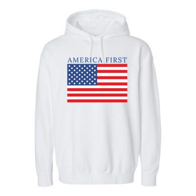 America First USA Flag Garment-Dyed Fleece Hoodie