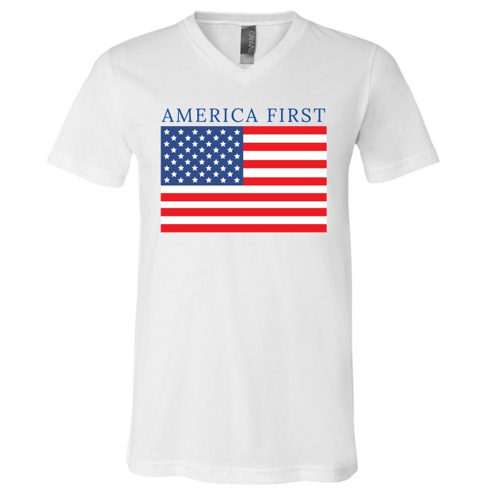 America First USA Flag V-Neck T-Shirt