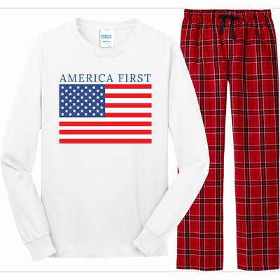 America First USA Flag Long Sleeve Pajama Set