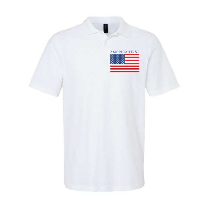 America First USA Flag Softstyle Adult Sport Polo