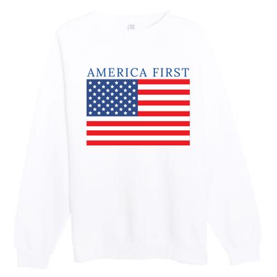 America First USA Flag Premium Crewneck Sweatshirt