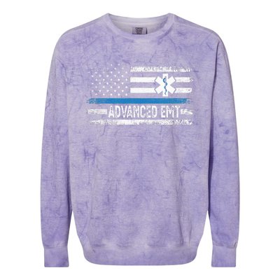 American Flag USA Advanced EMT AEMT Medical Technician Colorblast Crewneck Sweatshirt