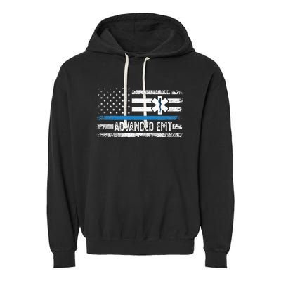 American Flag USA Advanced EMT AEMT Medical Technician Garment-Dyed Fleece Hoodie