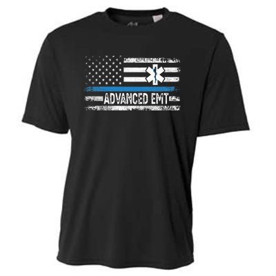 American Flag USA Advanced EMT AEMT Medical Technician Cooling Performance Crew T-Shirt