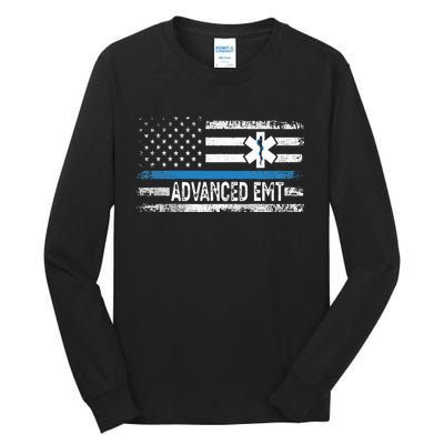 American Flag USA Advanced EMT AEMT Medical Technician Tall Long Sleeve T-Shirt