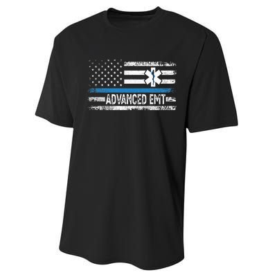 American Flag USA Advanced EMT AEMT Medical Technician Performance Sprint T-Shirt