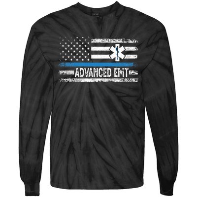 American Flag USA Advanced EMT AEMT Medical Technician Tie-Dye Long Sleeve Shirt