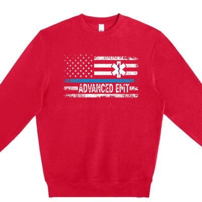 American Flag USA Advanced EMT AEMT Medical Technician Premium Crewneck Sweatshirt