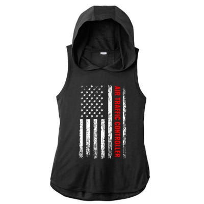 American Flag Us Air Traffic Control Gift Ladies PosiCharge Tri-Blend Wicking Draft Hoodie Tank