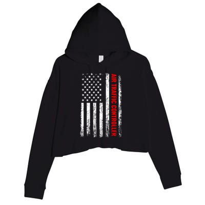 American Flag Us Air Traffic Control Gift Crop Fleece Hoodie