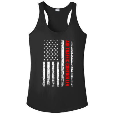 American Flag Us Air Traffic Control Gift Ladies PosiCharge Competitor Racerback Tank