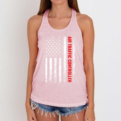 American Flag Us Air Traffic Control Gift Women's Knotted Racerback Tank