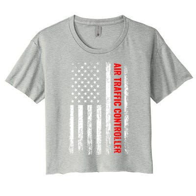 American Flag Us Air Traffic Control Gift Women's Crop Top Tee