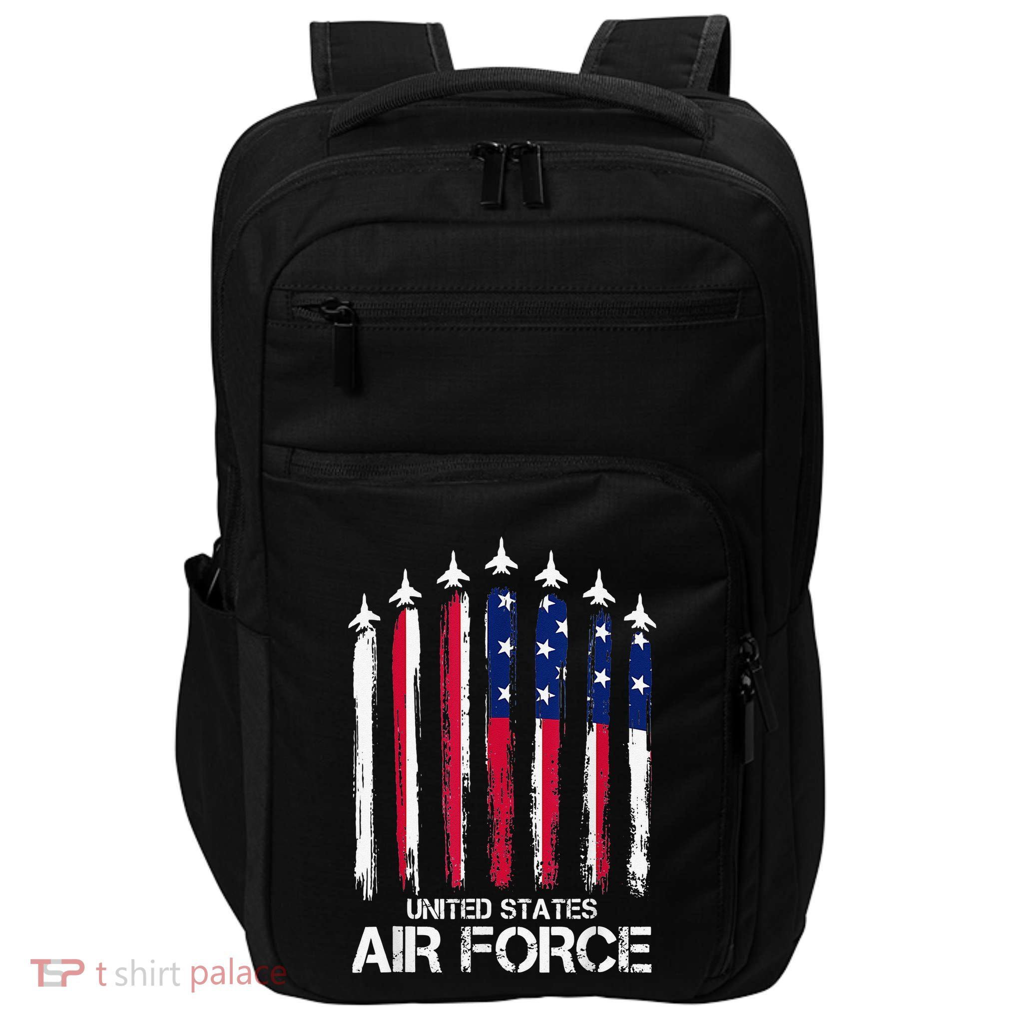 Air Force US Veterans American Flag 4th of July Patriotic Impact Tech Backpack