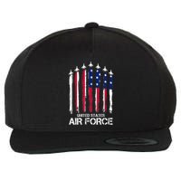Air Force US Veterans American Flag 4th of July Patriotic Wool Snapback Cap
