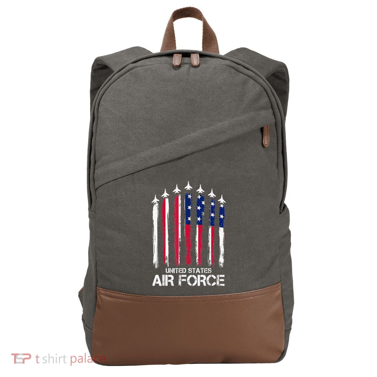 Air Force US Veterans American Flag 4th of July Patriotic Cotton Canvas Backpack