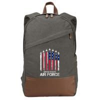 Air Force US Veterans American Flag 4th of July Patriotic Cotton Canvas Backpack
