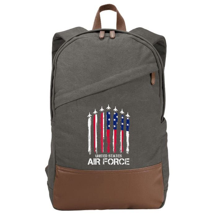 Air Force US Veterans American Flag 4th of July Patriotic Cotton Canvas Backpack