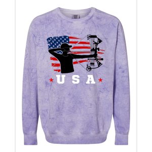 American Flag USA, Patriotic Sports, American Flag Archery, Patriotic Sports Colorblast Crewneck Sweatshirt