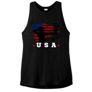 American Flag USA, Patriotic Sports, American Flag Archery, Patriotic Sports Ladies PosiCharge Tri-Blend Wicking Tank