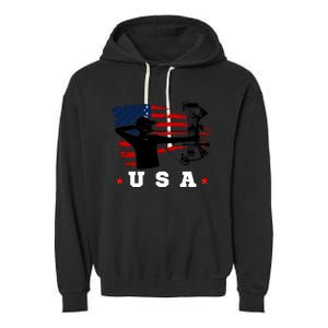 American Flag USA, Patriotic Sports, American Flag Archery, Patriotic Sports Garment-Dyed Fleece Hoodie