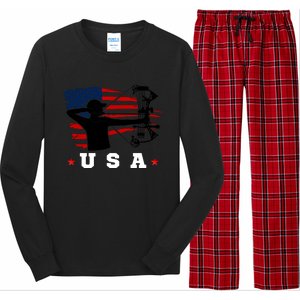 American Flag USA, Patriotic Sports, American Flag Archery, Patriotic Sports Long Sleeve Pajama Set