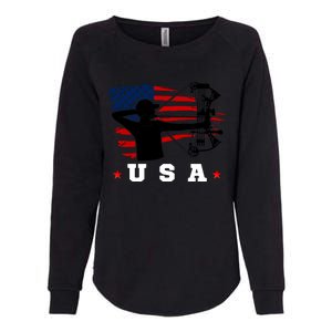 American Flag USA, Patriotic Sports, American Flag Archery, Patriotic Sports Womens California Wash Sweatshirt