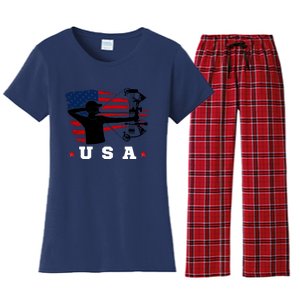 American Flag USA, Patriotic Sports, American Flag Archery, Patriotic Sports Women's Flannel Pajama Set