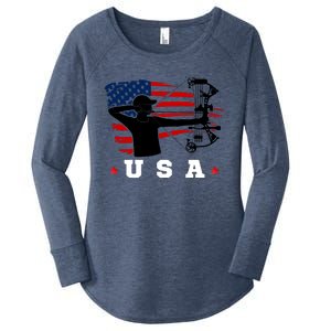 American Flag USA, Patriotic Sports, American Flag Archery, Patriotic Sports Women's Perfect Tri Tunic Long Sleeve Shirt