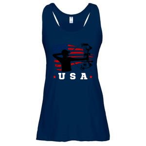 American Flag USA, Patriotic Sports, American Flag Archery, Patriotic Sports Ladies Essential Flowy Tank