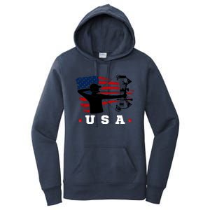 American Flag USA, Patriotic Sports, American Flag Archery, Patriotic Sports Women's Pullover Hoodie