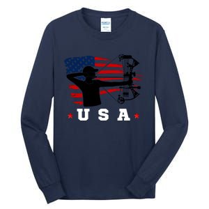 American Flag USA, Patriotic Sports, American Flag Archery, Patriotic Sports Tall Long Sleeve T-Shirt