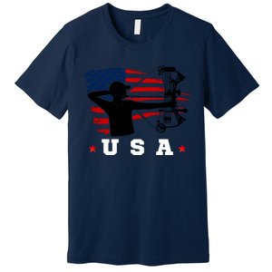 American Flag USA, Patriotic Sports, American Flag Archery, Patriotic Sports Premium T-Shirt