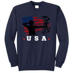 American Flag USA, Patriotic Sports, American Flag Archery, Patriotic Sports Tall Sweatshirt