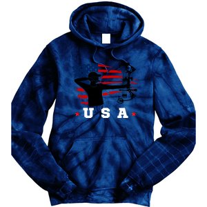 American Flag USA, Patriotic Sports, American Flag Archery, Patriotic Sports Tie Dye Hoodie